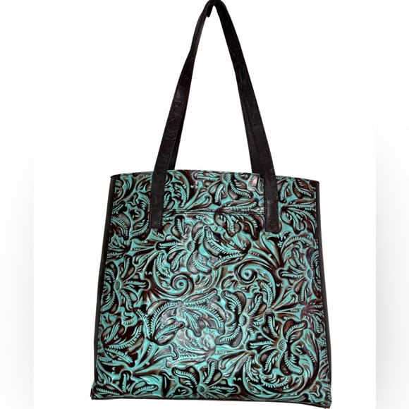 Elegant Patricia Nash Turquoise and Brown Tote Bag. NWOT